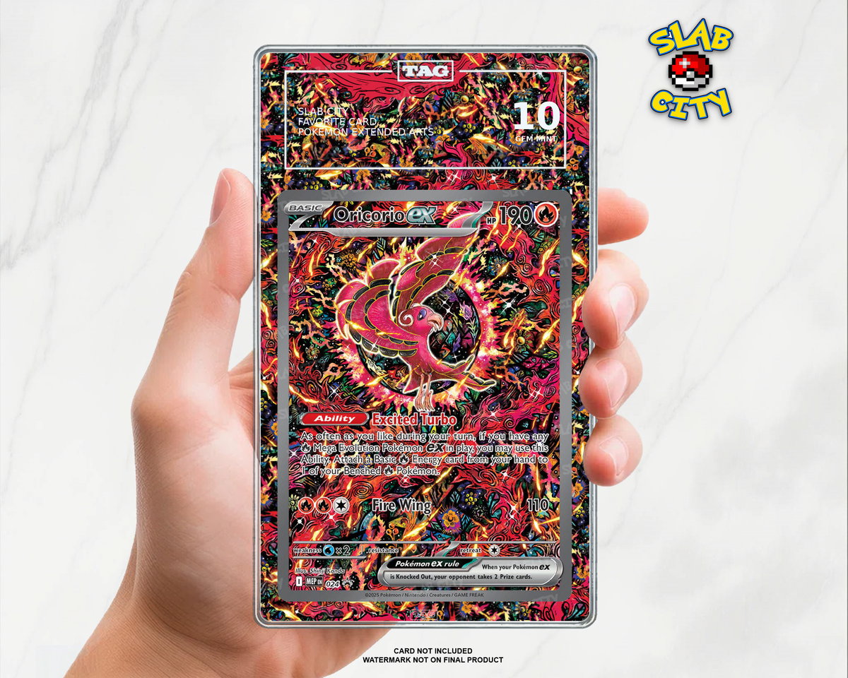 Oricorio ex #24 Mega Evolution Promo TAG graded slab insert; card not included, watermark not on final product