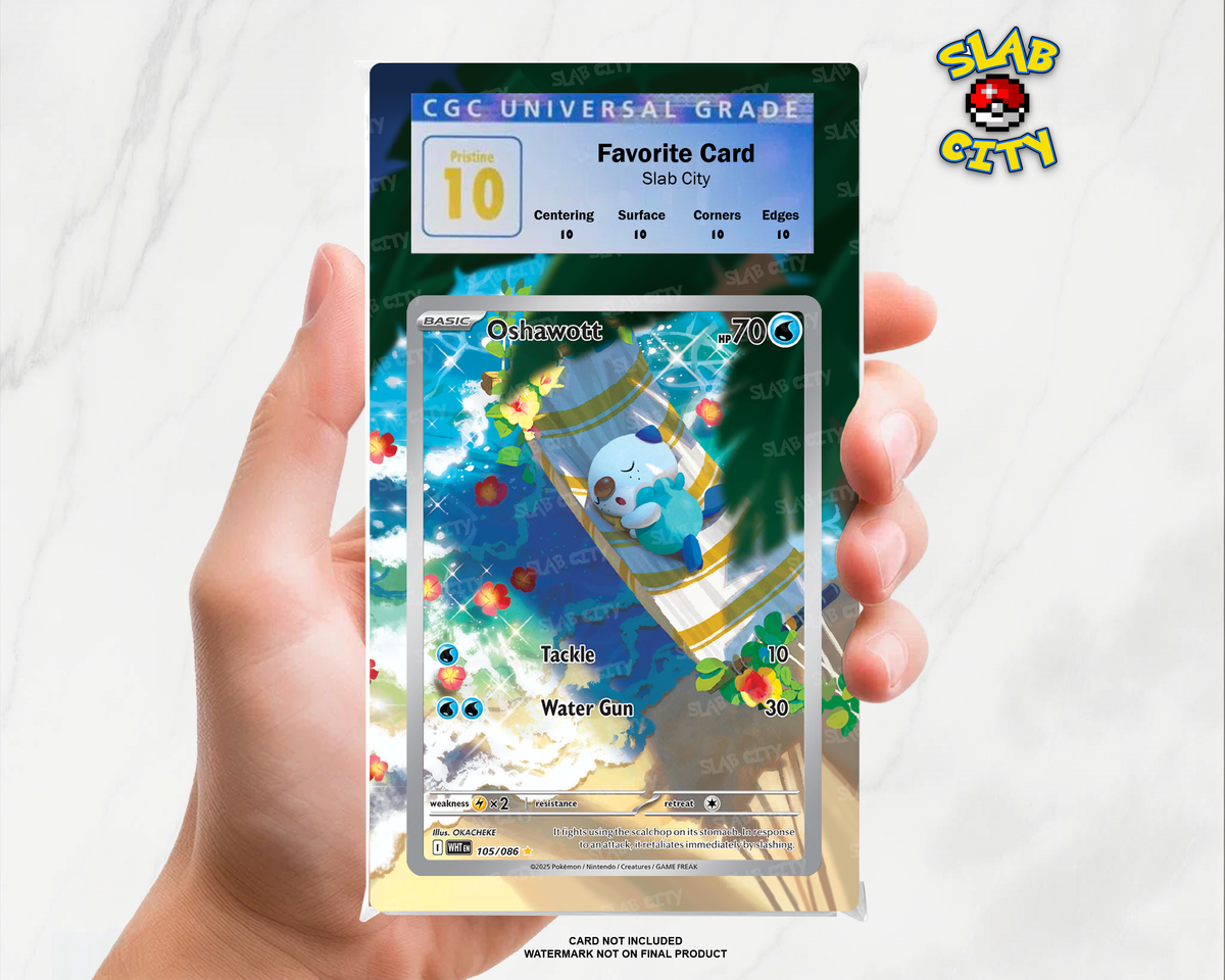 Oshawott #105/86 White Flare CGC graded slab insert; card not included, watermark not on final product