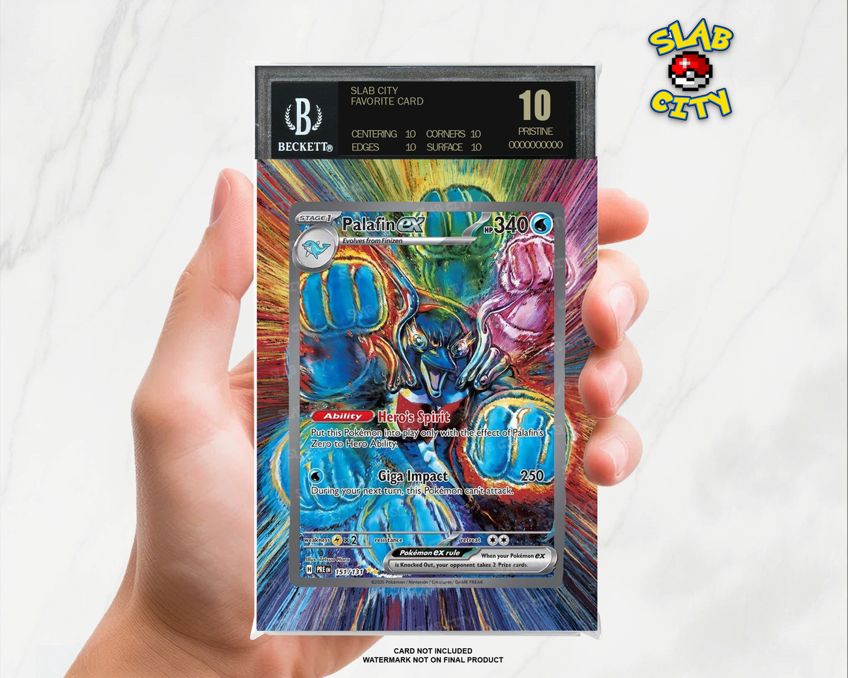 Palafin ex #151/131 Prismatic Evolutions extended art graded slab insert – BGS. Card not included. Watermark not on final product.