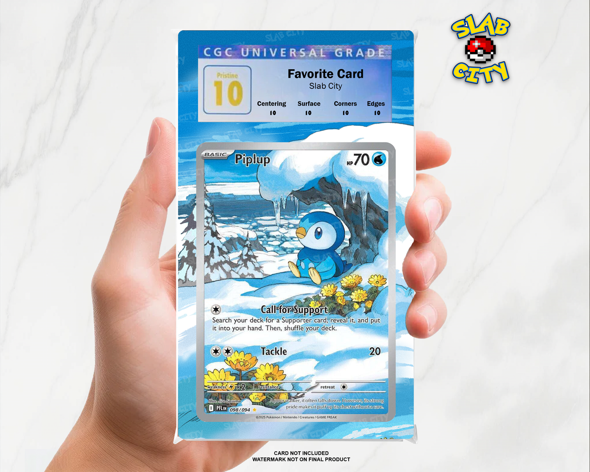 Piplup #98 Phantasmal Flames CGC graded slab insert; card not included, watermark not on final product