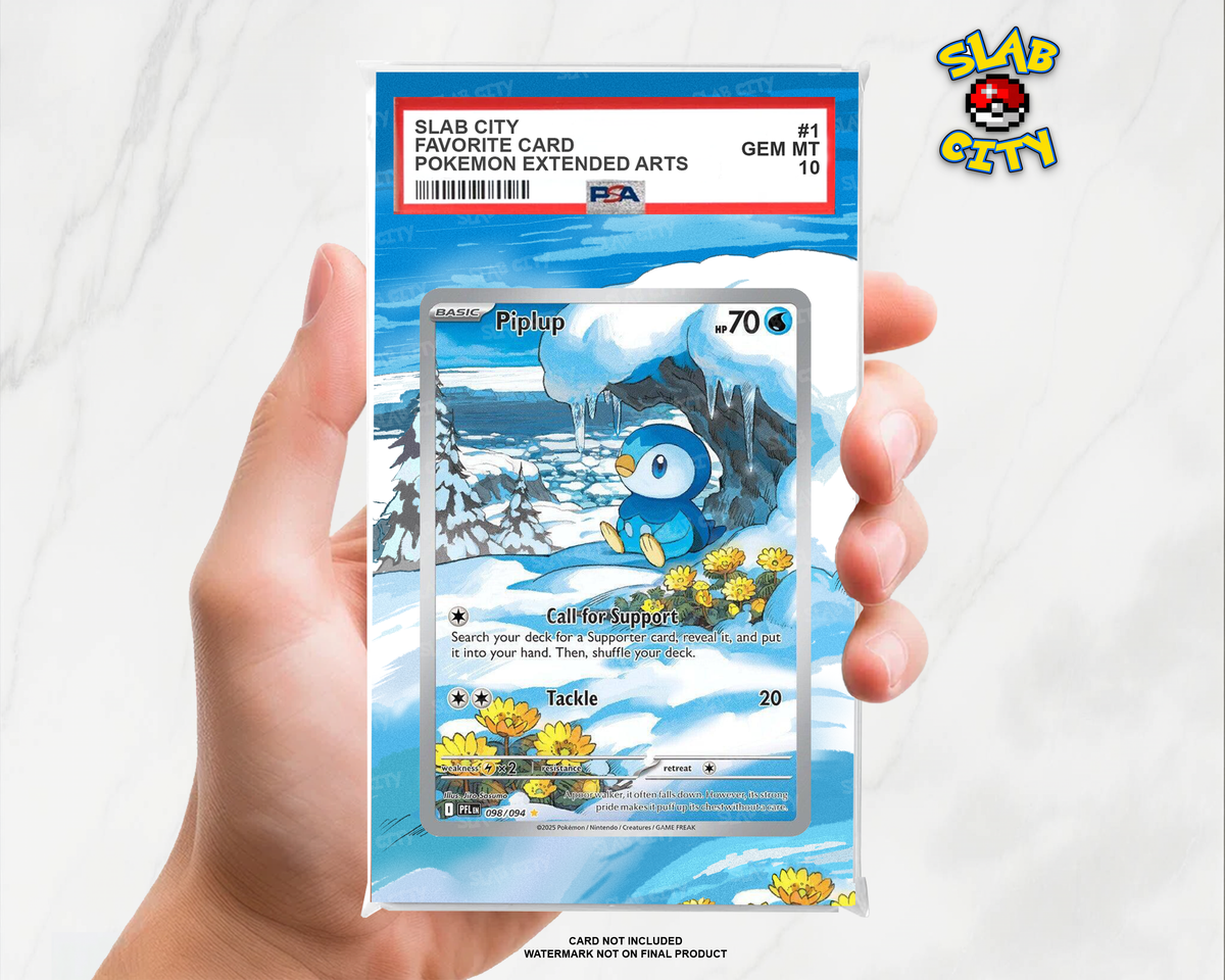 Piplup #98 Phantasmal Flames PSA graded slab insert; card not included, watermark not on final product