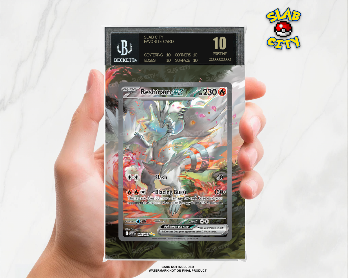 Reshiram ex #166/86 White Flare BGS graded slab insert; card not included, watermark not on final product