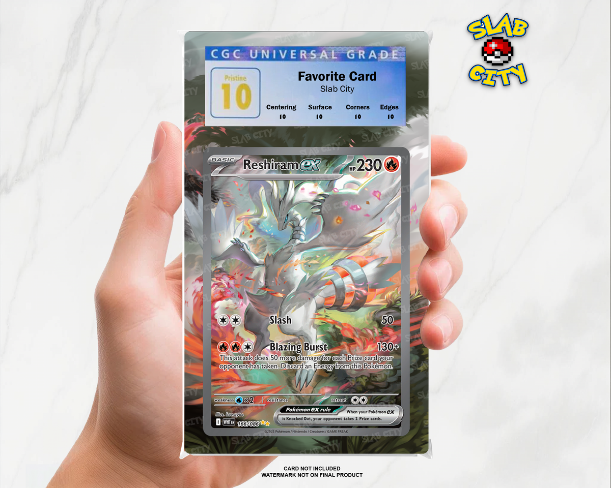 Reshiram ex #166/86 White Flare CGC graded slab insert; card not included, watermark not on final product