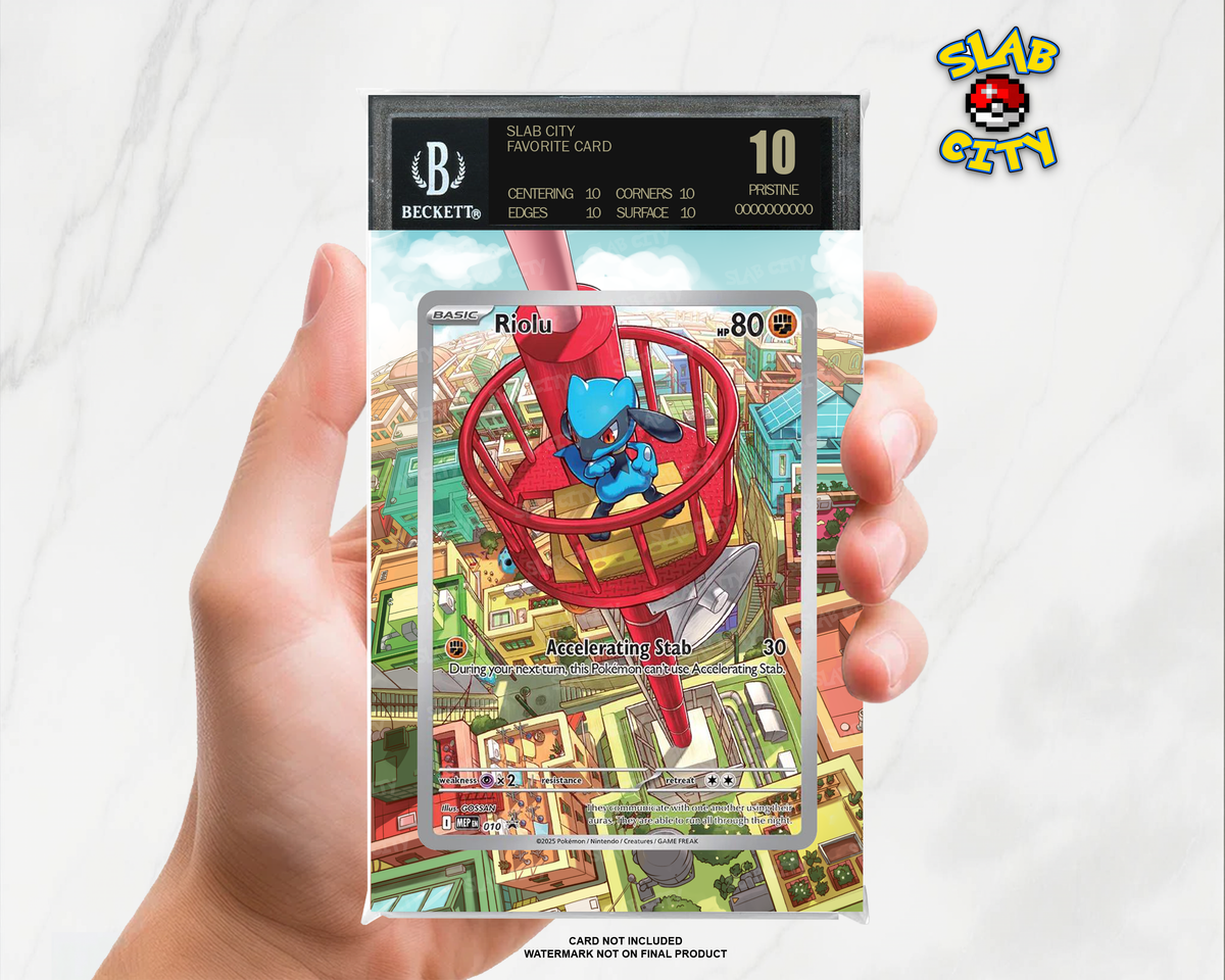 Riolu #10 Mega Evolution Promo BGS graded slab insert; card not included, watermark not on final product