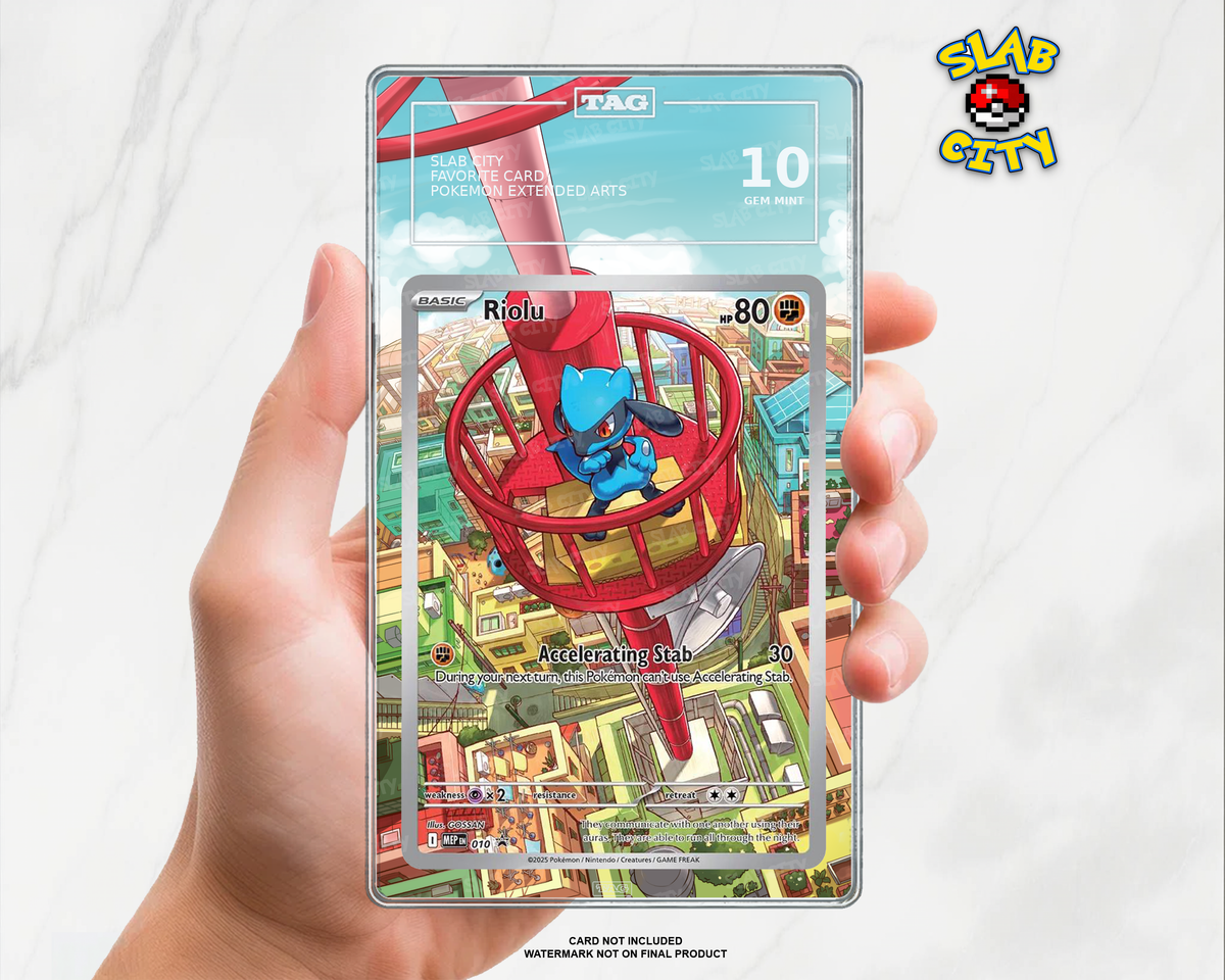 Riolu #10 Mega Evolution Promo TAG graded slab insert; card not included, watermark not on final product