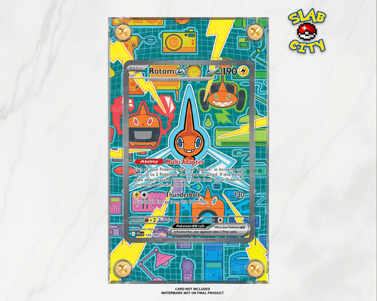 Rotom ex #126 Phantasmal Flames raw card display case; card not included, watermark not on final product