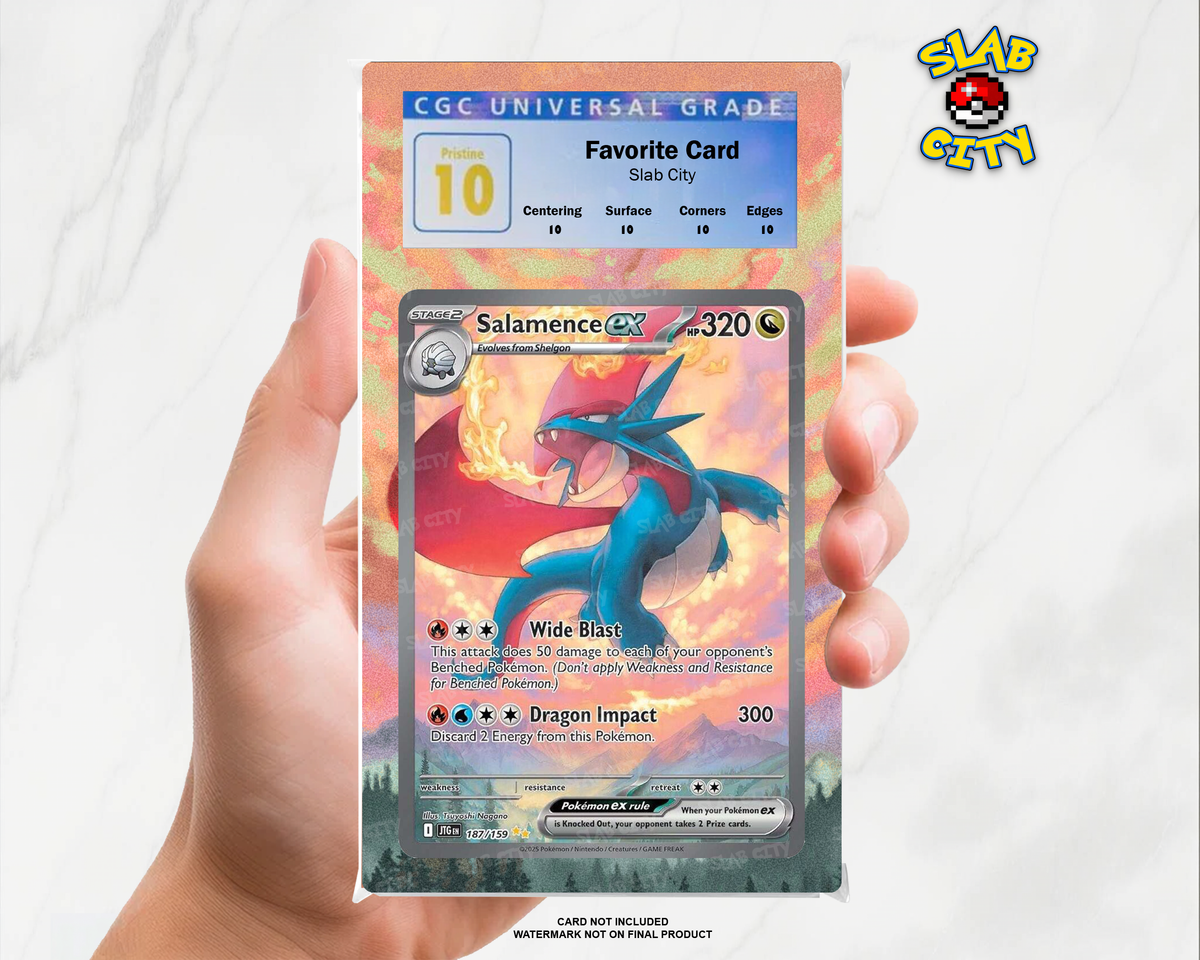 Salamence ex #187/159 Journey Together CGC graded slab insert; card not included, watermark not on final product
