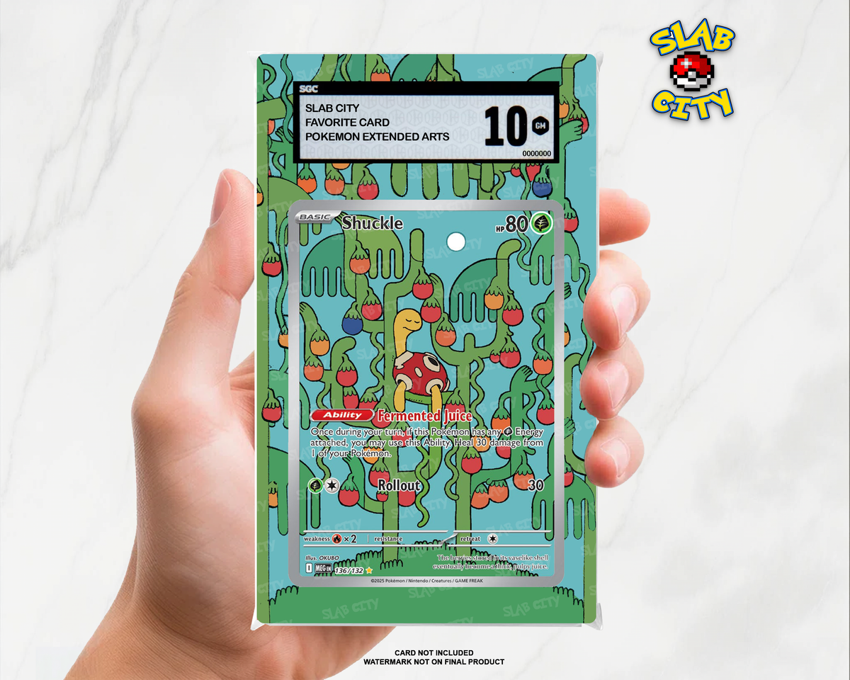 Shuckle #136 Mega Evolution SGC graded slab insert; card not included, watermark not on final product