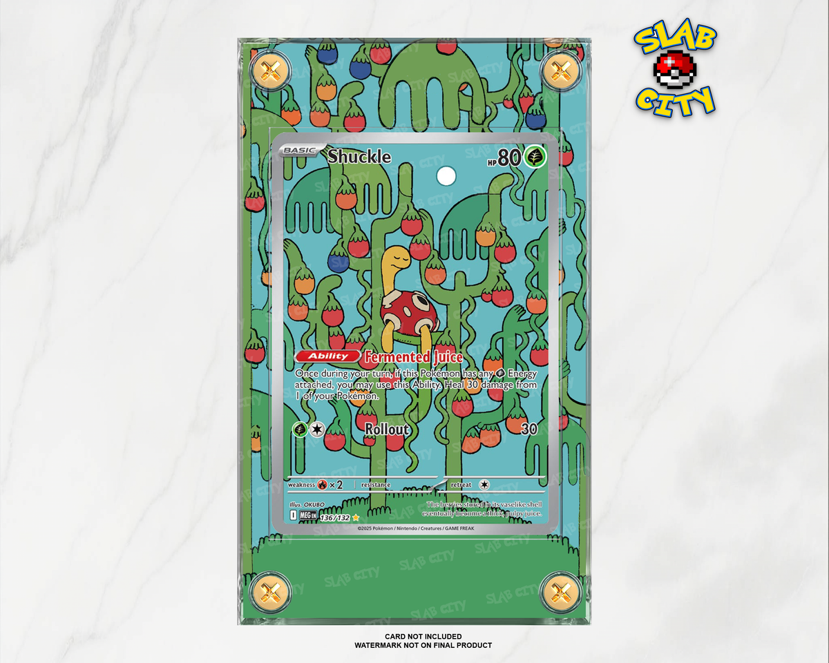Shuckle #136 Mega Evolution raw card display case; card not included, watermark not on final product