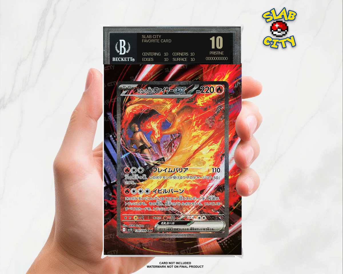 Team Rocket's Moltres ex #229/182 Destined Rivals BGS graded slab insert; card not included, watermark not on final product