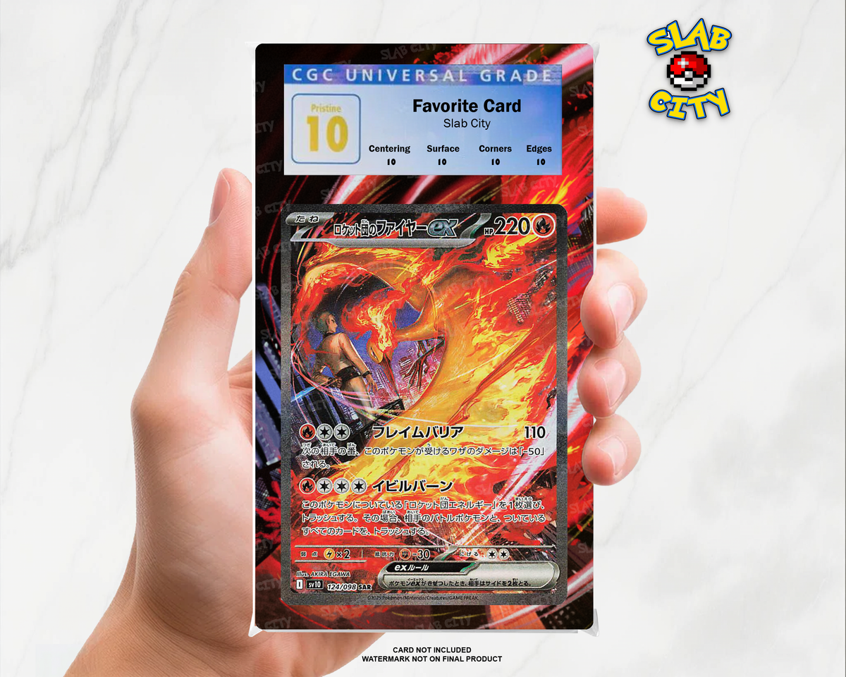 Team Rocket's Moltres ex #229/182 Destined Rivals CGC graded slab insert; card not included, watermark not on final product