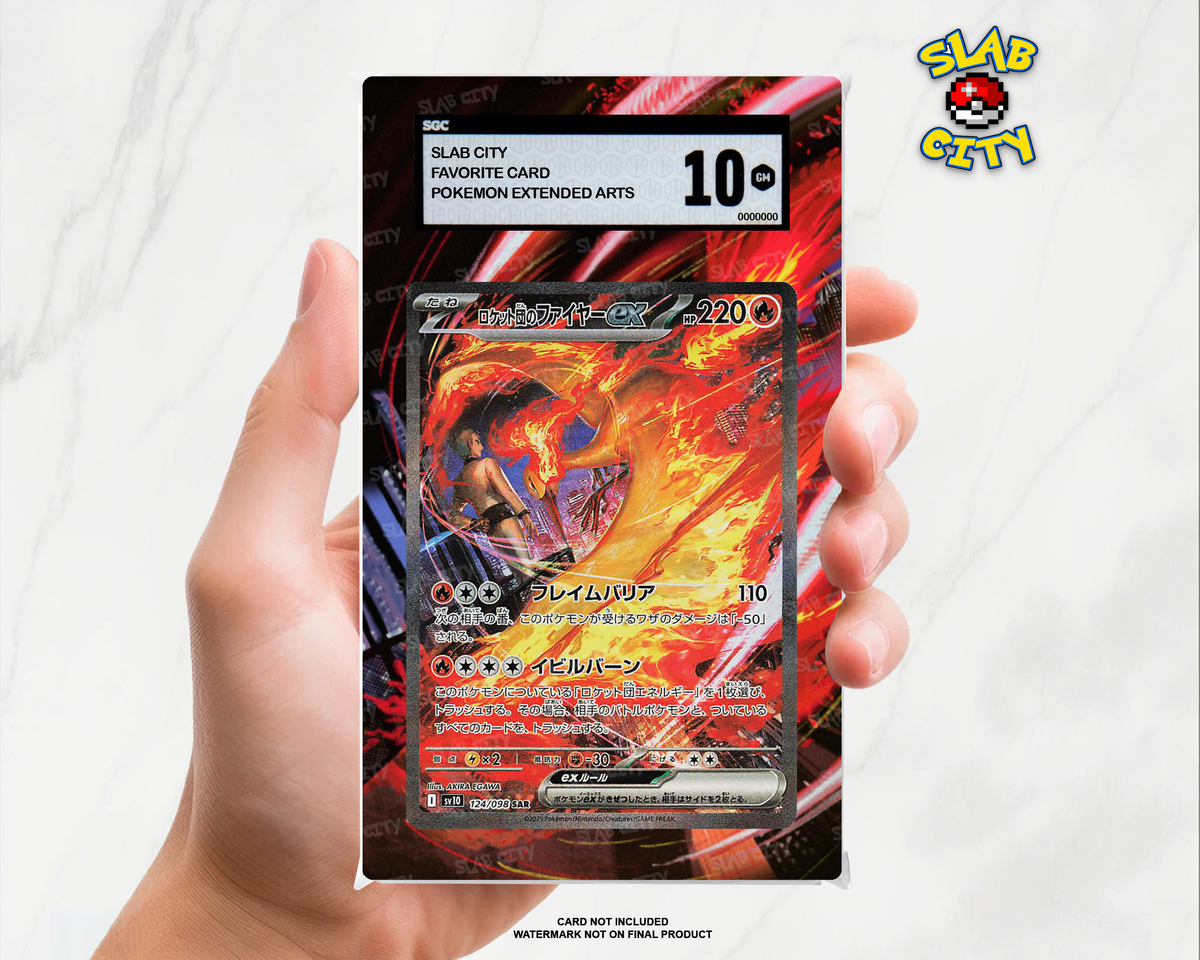 Team Rocket's Moltres ex #229/182 Destined Rivals SGC graded slab insert; card not included, watermark not on final product