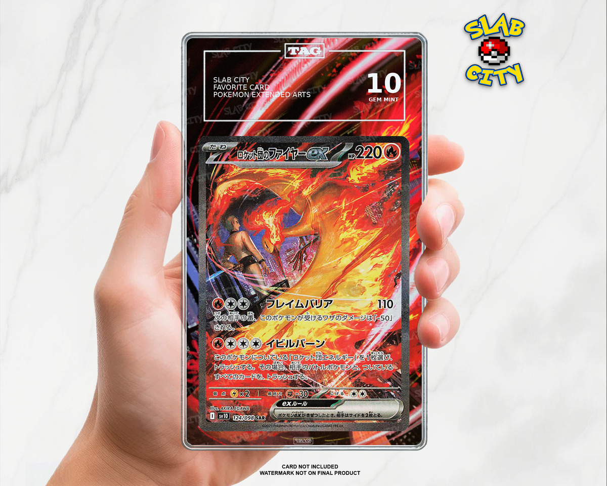 Team Rocket's Moltres ex #229/182 Destined Rivals TAG graded slab insert; card not included, watermark not on final product