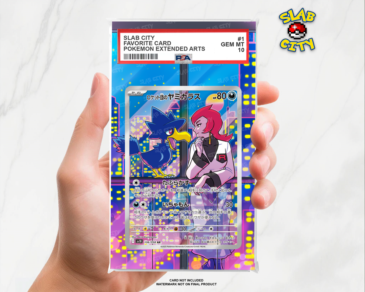Team Rocket's Murkrow #200/182 Destined Rivals PSA graded slab insert; card not included, watermark not on final product