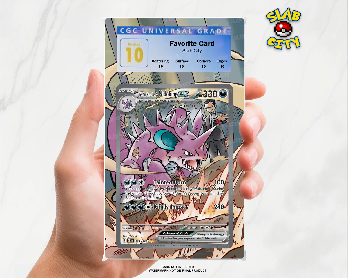 Team Rocket's Nidoking ex #233/182 Destined Rivals CGC graded slab insert; card not included, watermark not on final product