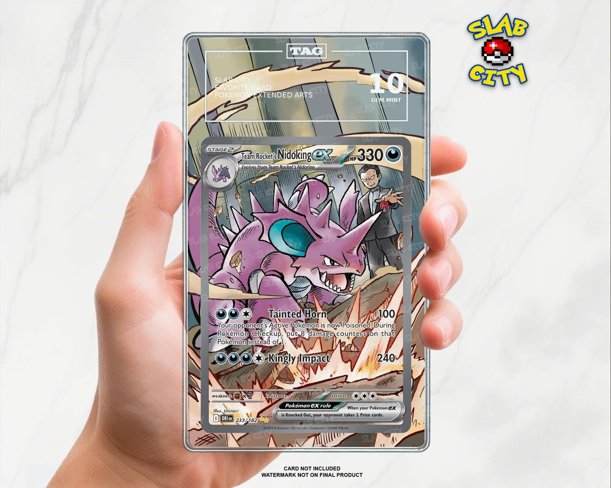 Team Rocket's Nidoking ex #233/182 Destined Rivals TAG graded slab insert; card not included, watermark not on final product