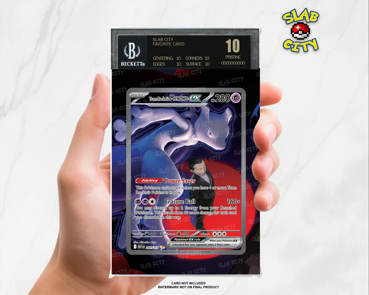 Team Rocket's Mewtwo ex #281 Ascended Heroes BGS graded slab insert; card not included, watermark not on final product