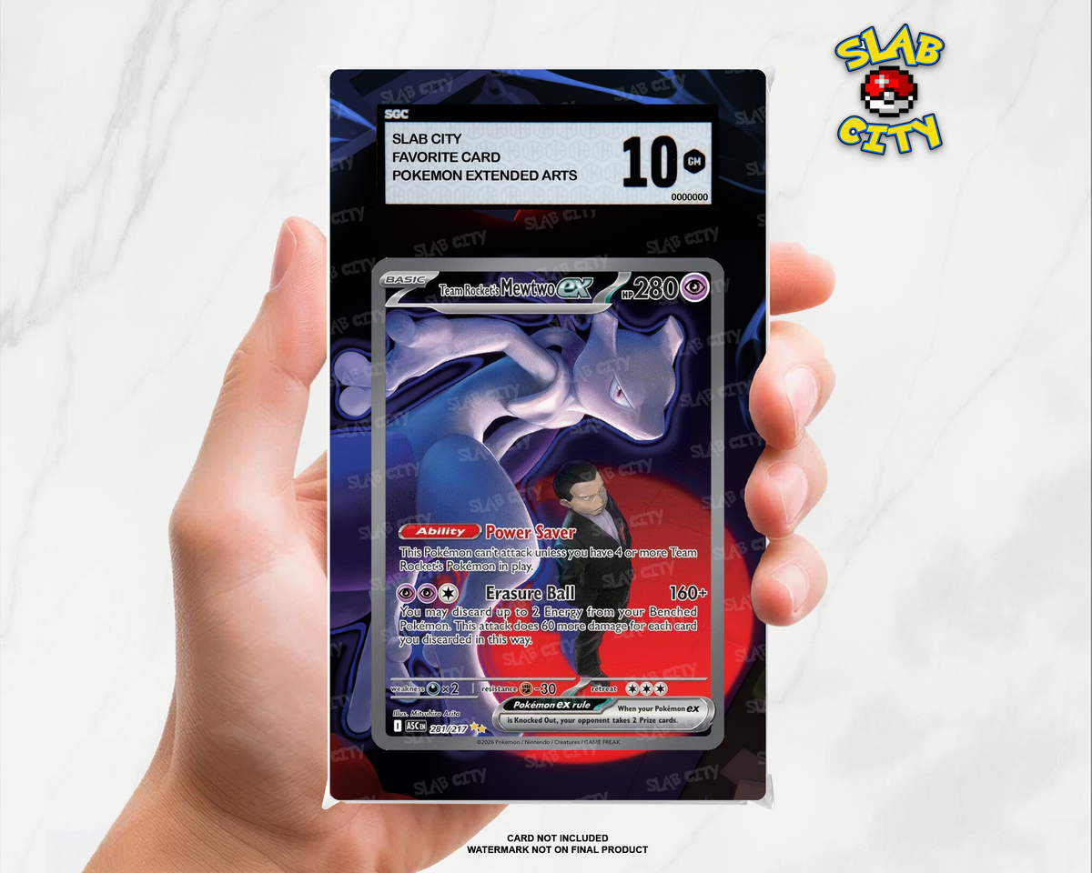 Team Rocket's Mewtwo ex #281 Ascended Heroes SGC graded slab insert; card not included, watermark not on final product
