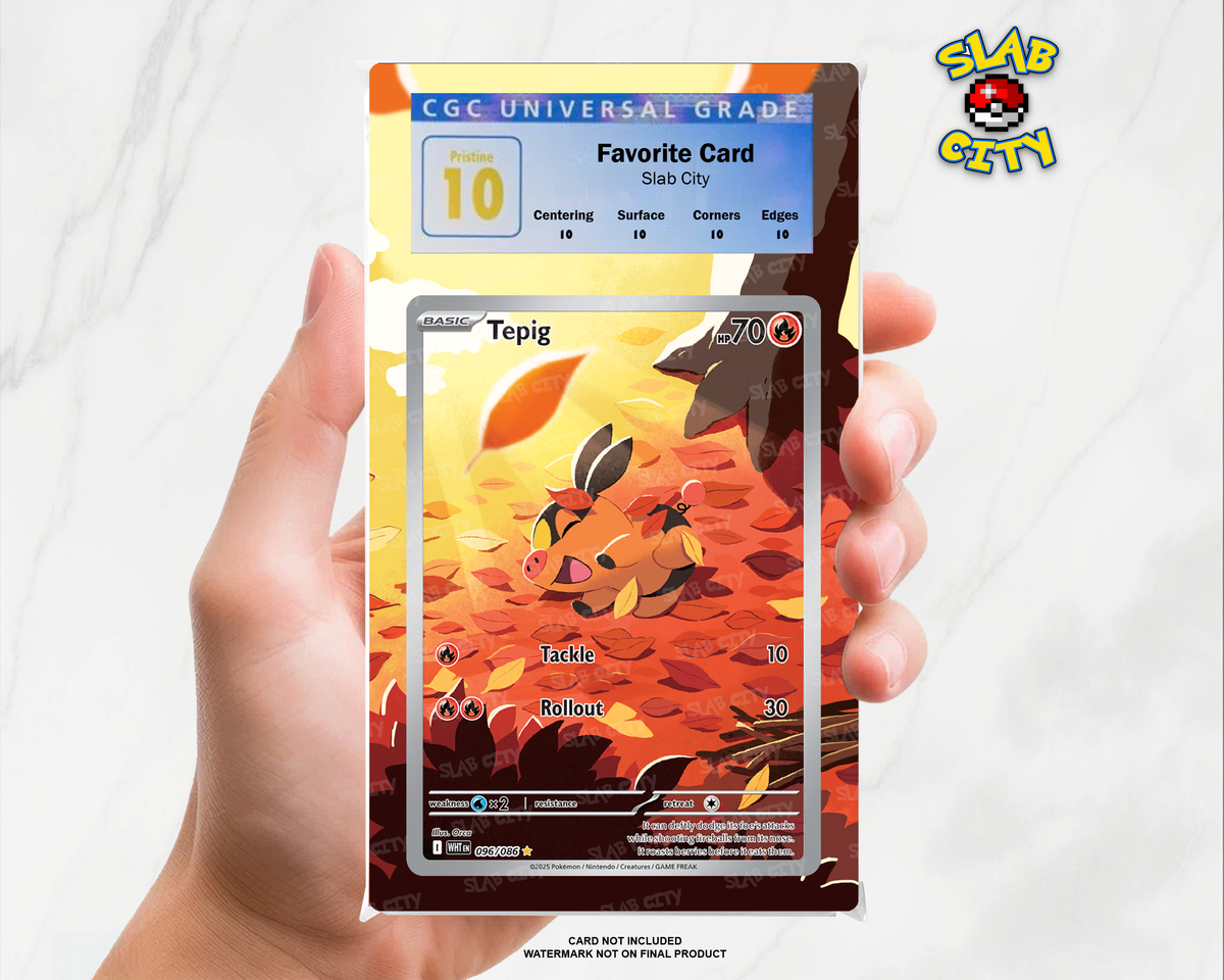 Tepig #96/86 White Flare CGC graded slab insert; card not included, watermark not on final product