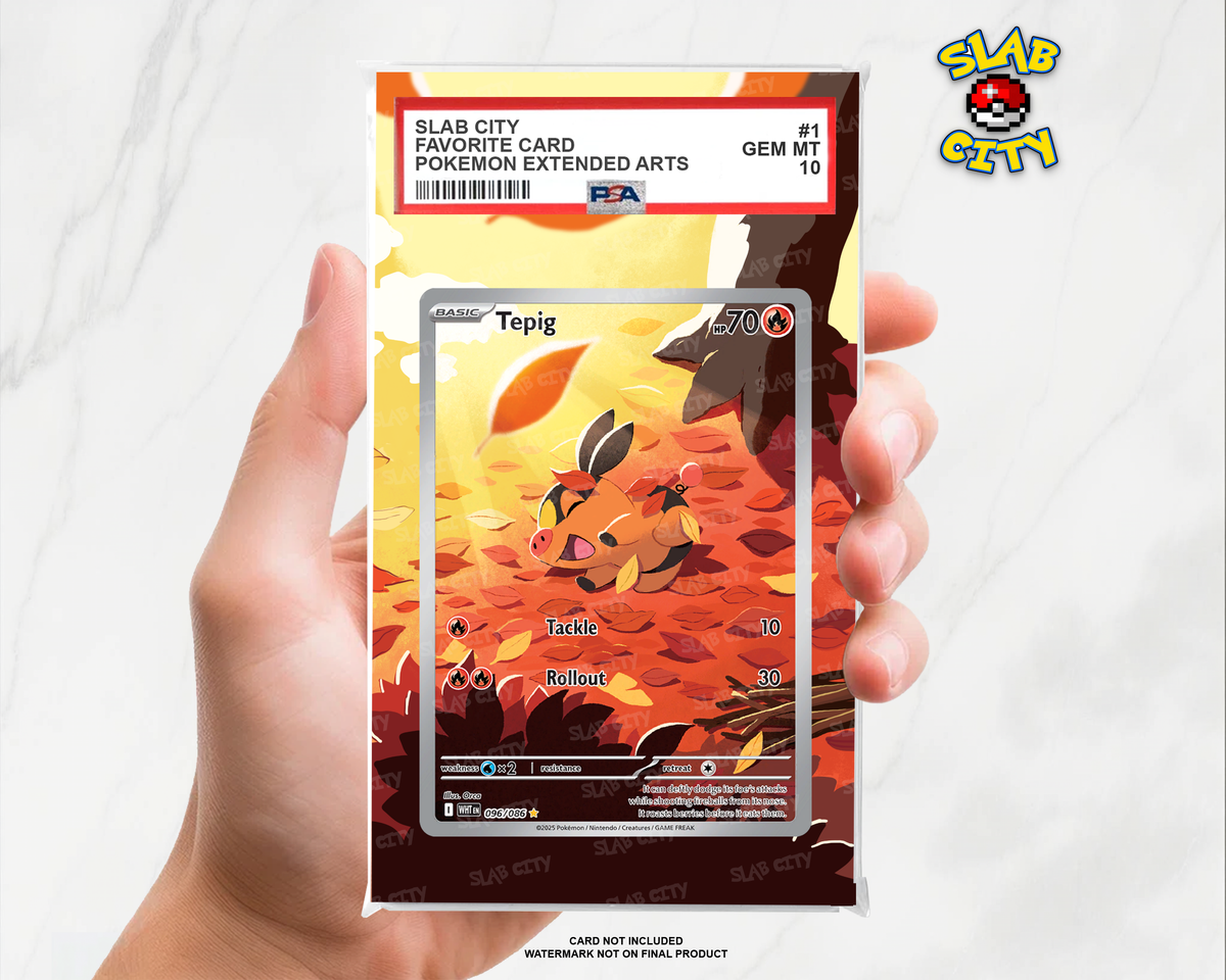 Tepig #96/86 White Flare PSA graded slab insert; card not included, watermark not on final product