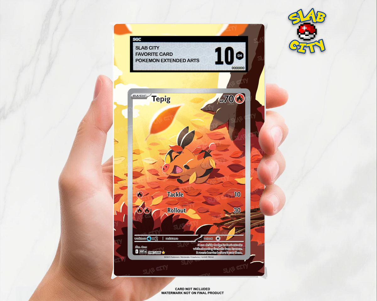 Tepig #96/86 White Flare SGC graded slab insert; card not included, watermark not on final product
