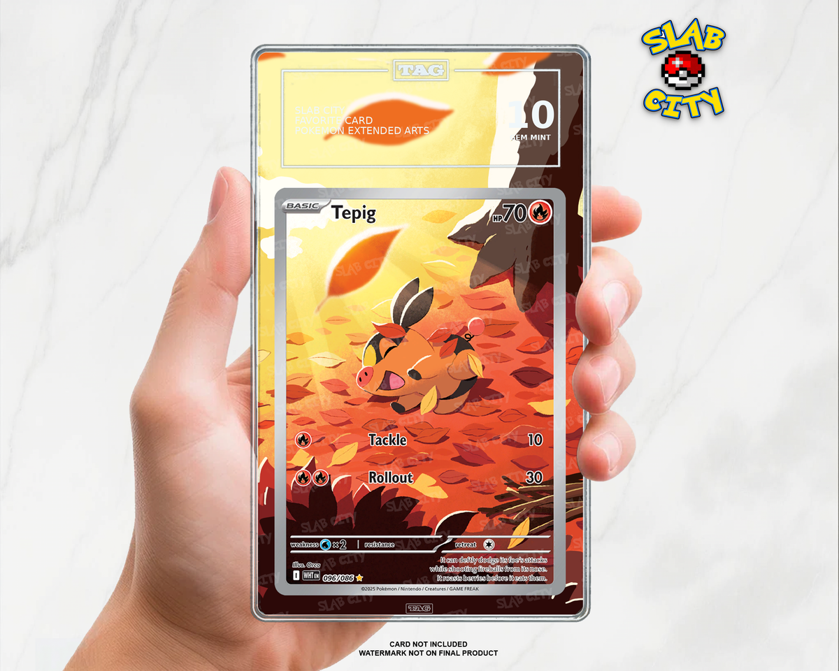 Tepig #96/86 White Flare TAG graded slab insert; card not included, watermark not on final product