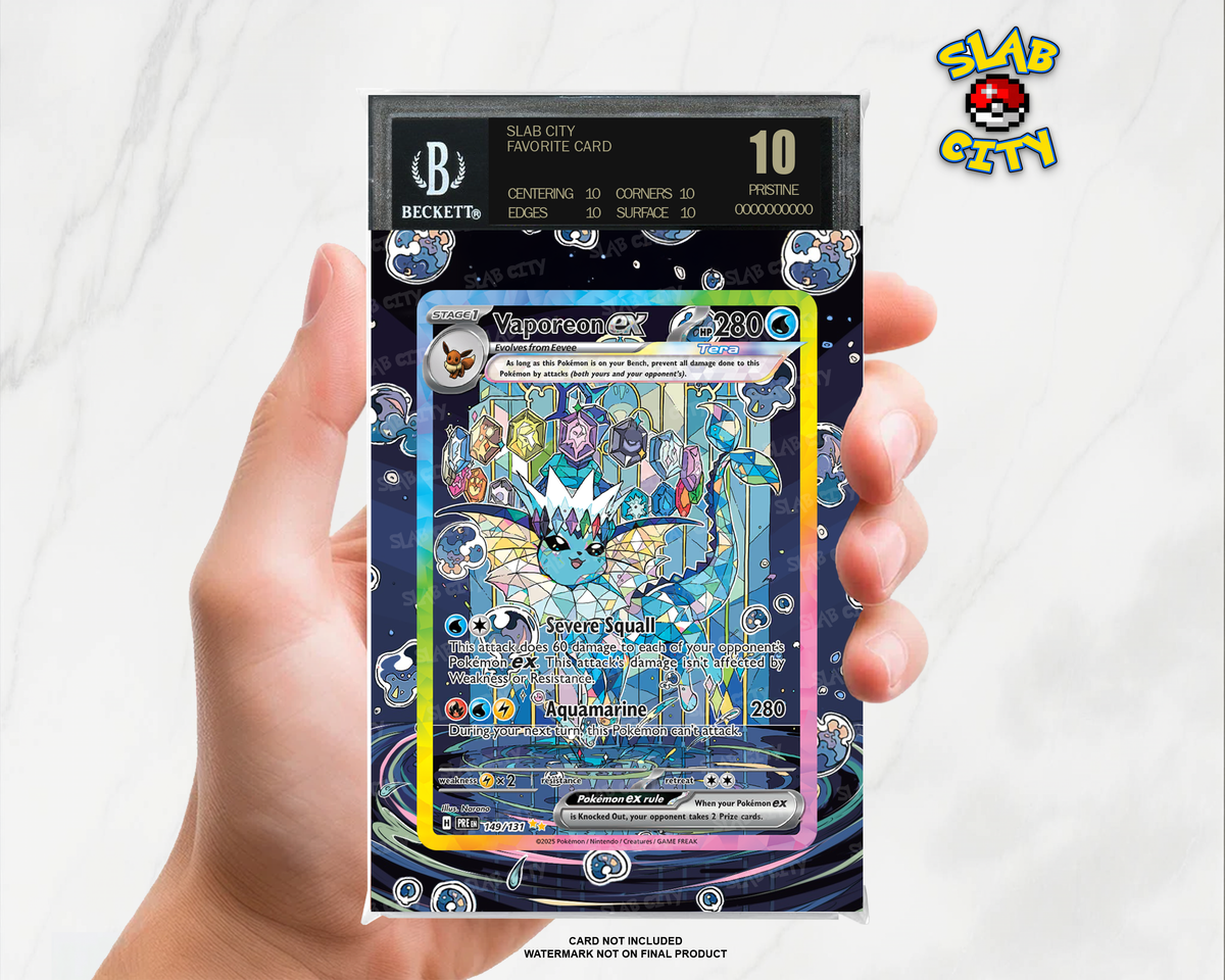 Vaporeon ex #149/131 Prismatic Evolutions extended art graded slab insert – BGS. Card not included. Watermark not on final product.