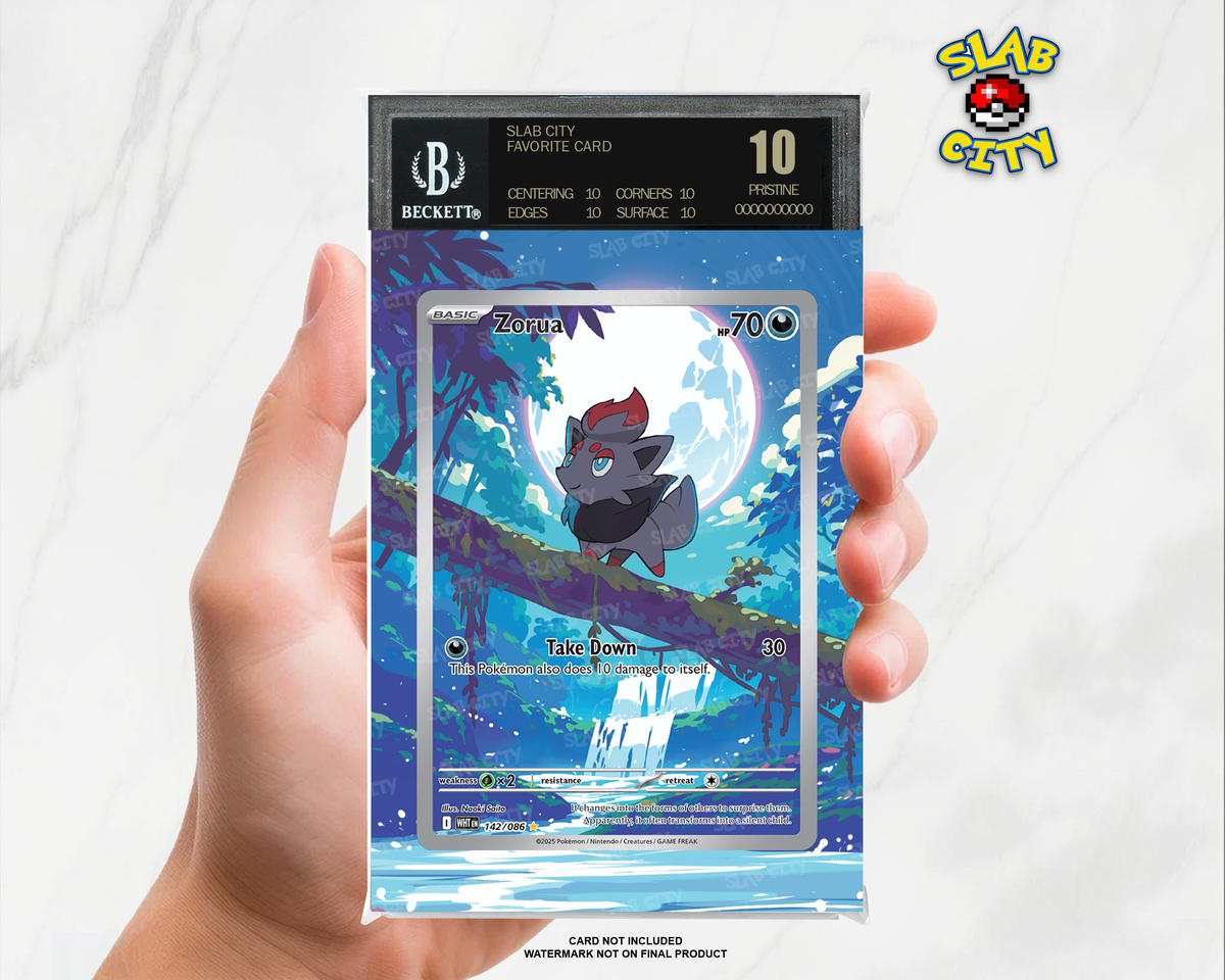 Zorua #142/86 White Flare BGS graded slab insert; card not included, watermark not on final product
