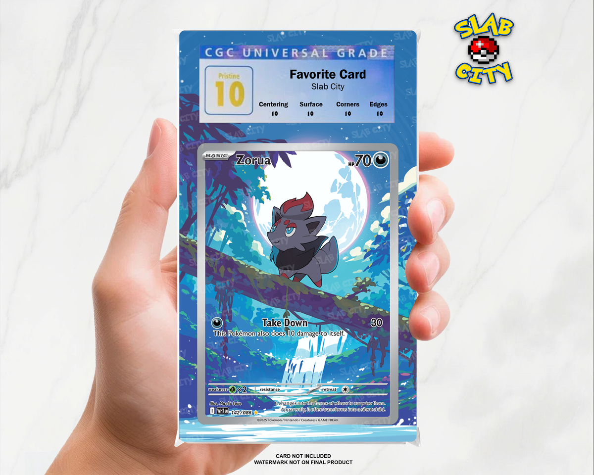 Zorua #142/86 White Flare CGC graded slab insert; card not included, watermark not on final product