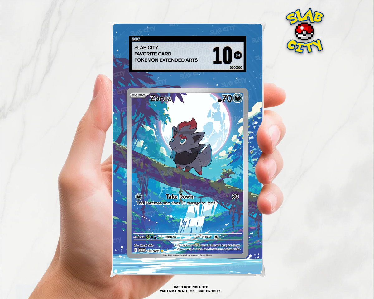 Zorua #142/86 White Flare SGC graded slab insert; card not included, watermark not on final product