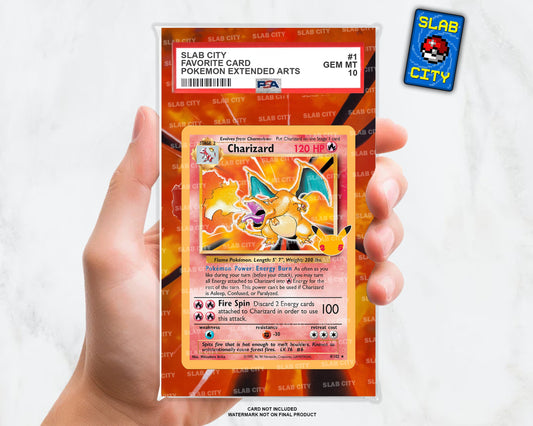 Charizard Base Set Extended Art Insert for Graded Card Slabs