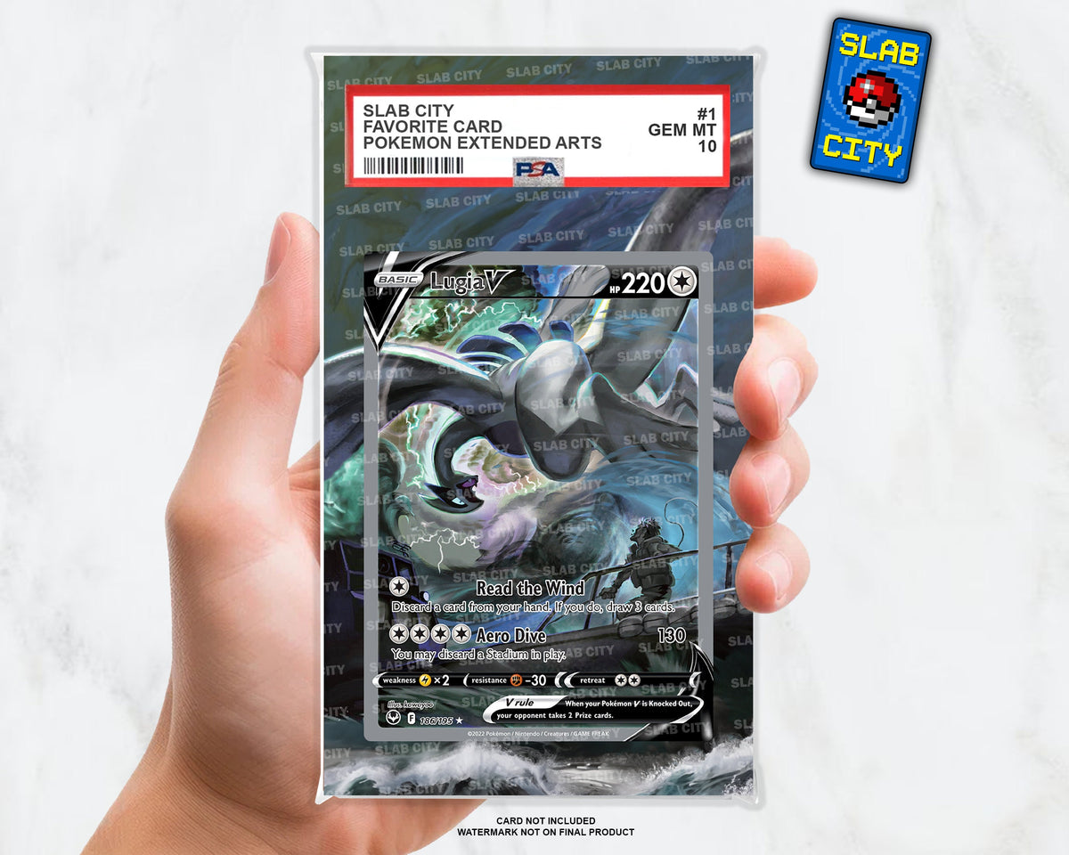 Lugia V #186 Silver Tempest Extended Art Insert for Graded Card Slabs