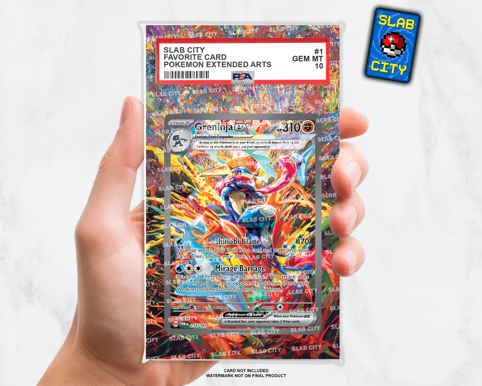 Greninja EX #214 Twilight Masquerade Custom Pokémon Extended Artwork for PSA Graded Slabs