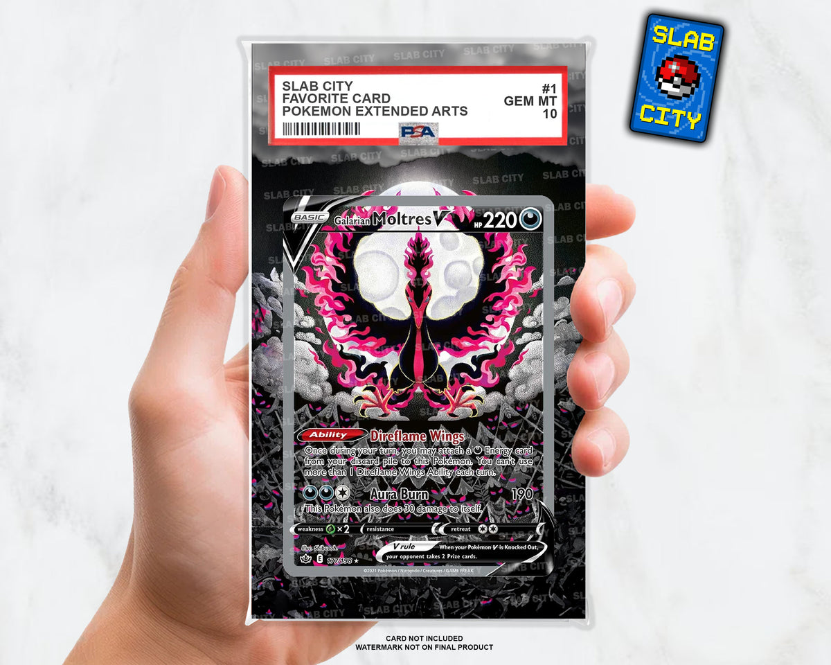 Galarian Moltres V #177 Chilling Reign Extended Art Insert for Graded Card Slabs