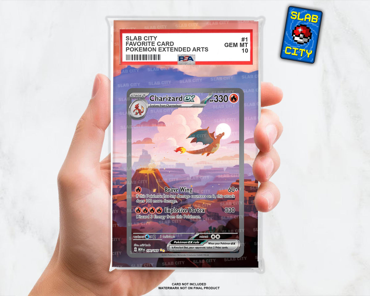 Charizard ex #199 SV 151 Extended Art Insert for Graded Card Slabs