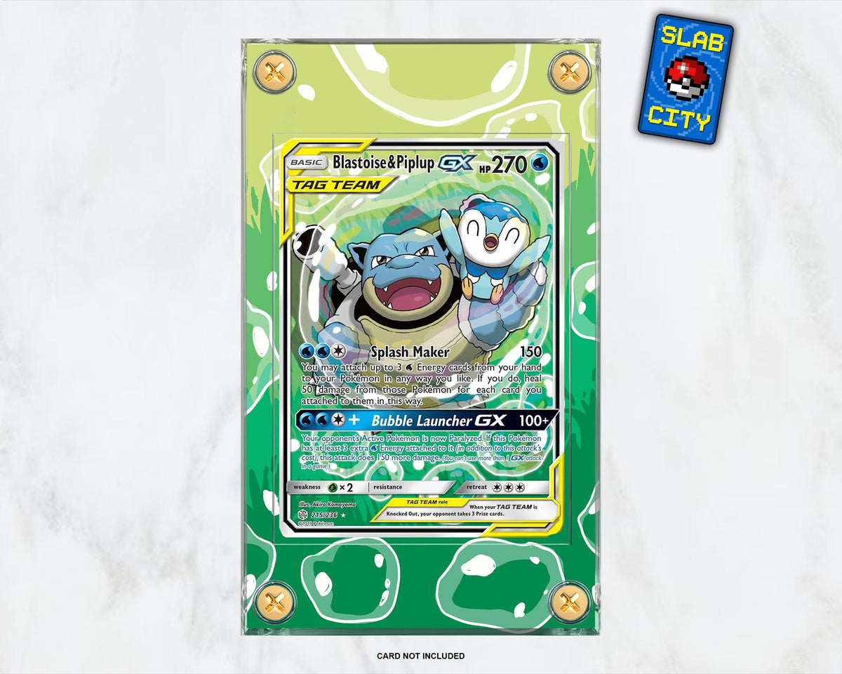 Blastoise & Piplup #215 Cosmic Eclipse Extended Art Pokémon Card Display Case