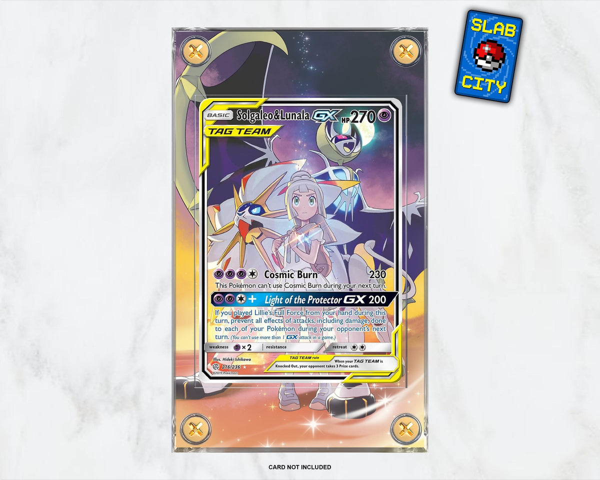 Solgaleo & Lunala GX #216 Cosmic Eclipse Extended Art Pokémon Card Display Case