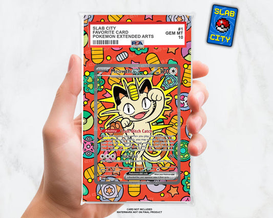 Meowth ex #121 Perfect Order Extended Art Insert for Graded Card Slabs